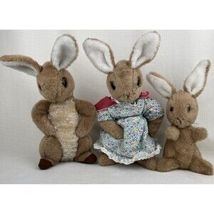 Lot Of 3 Vintage‎ Eden Mrs. Rabbit Flopsy Beatrix Potter Cottontail Bunny Plush